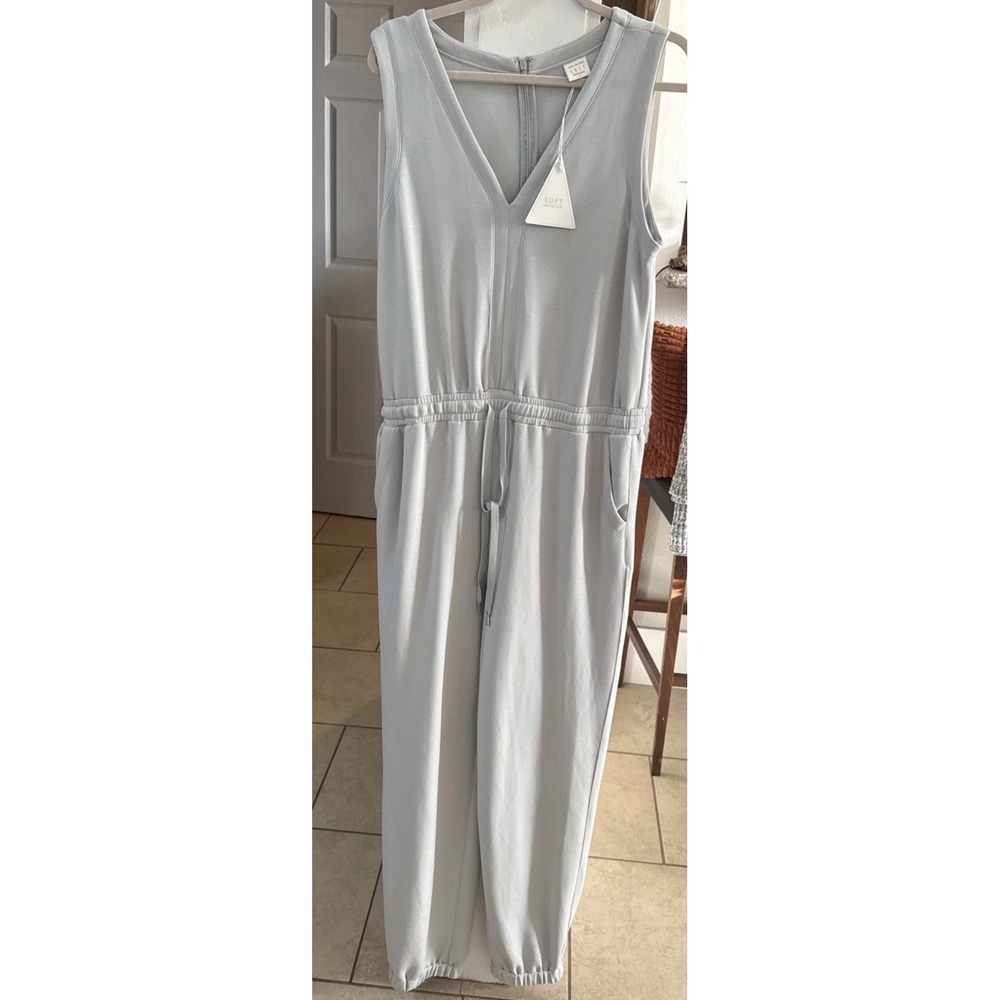 Skies Are Blue Ultra Soft Modal Gray V-neck Jogger Jumpsuit Stretch L New Tags